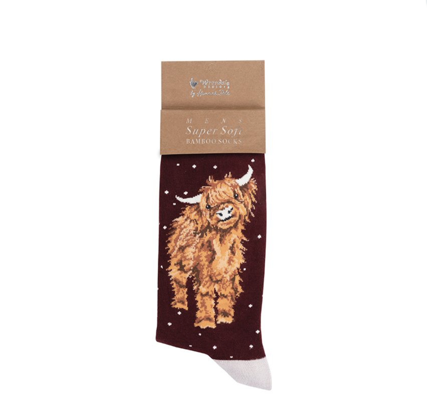"A Highland Christmas" - Highland Cow Wrendale Men's Sock