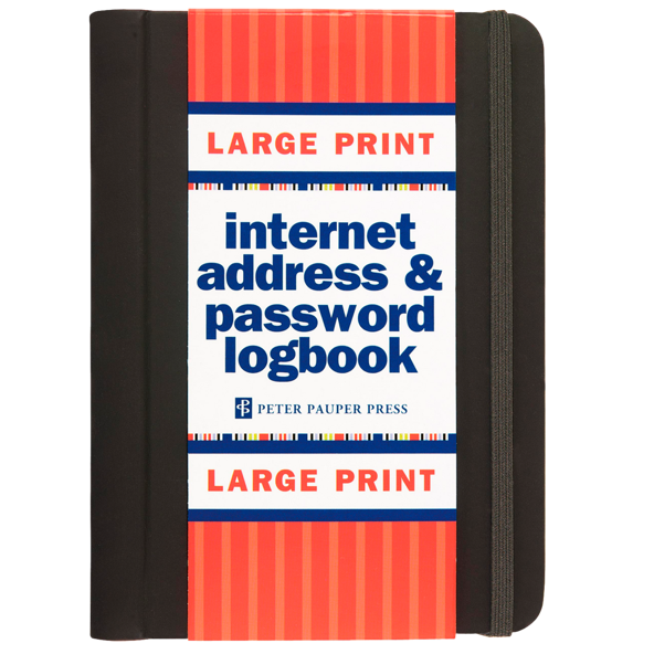 Large Print Internet Log Book - Black