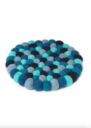 Ocean Blue Felt Ball Trivet