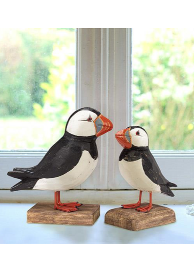 Carved Puffins
