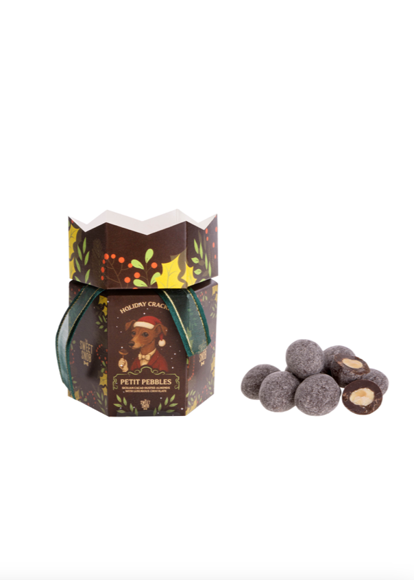 Candy Holiday Cracker - Cocao Dusted Almonds Petit Pebbles