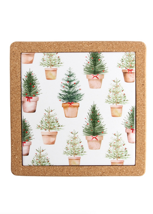 Holiday Trees Ceramic & Cork Trivet