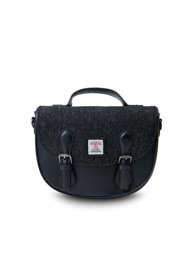 The Medium Cobble Satchel - Black Herringbone