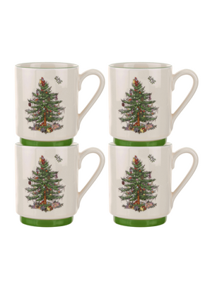 Spode Christmas Tree Stacking Mugs - Set of 4