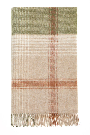 British Lambswool Blanket - Classic Check (Terracotta & Green)