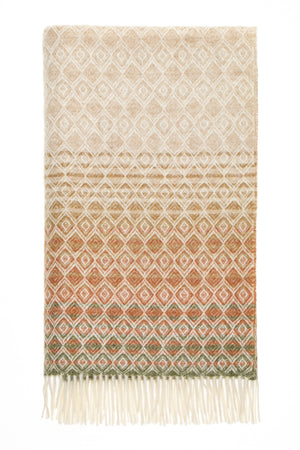 British Lambswool Blanket - Diamond Ombre (Terracotta & Green)