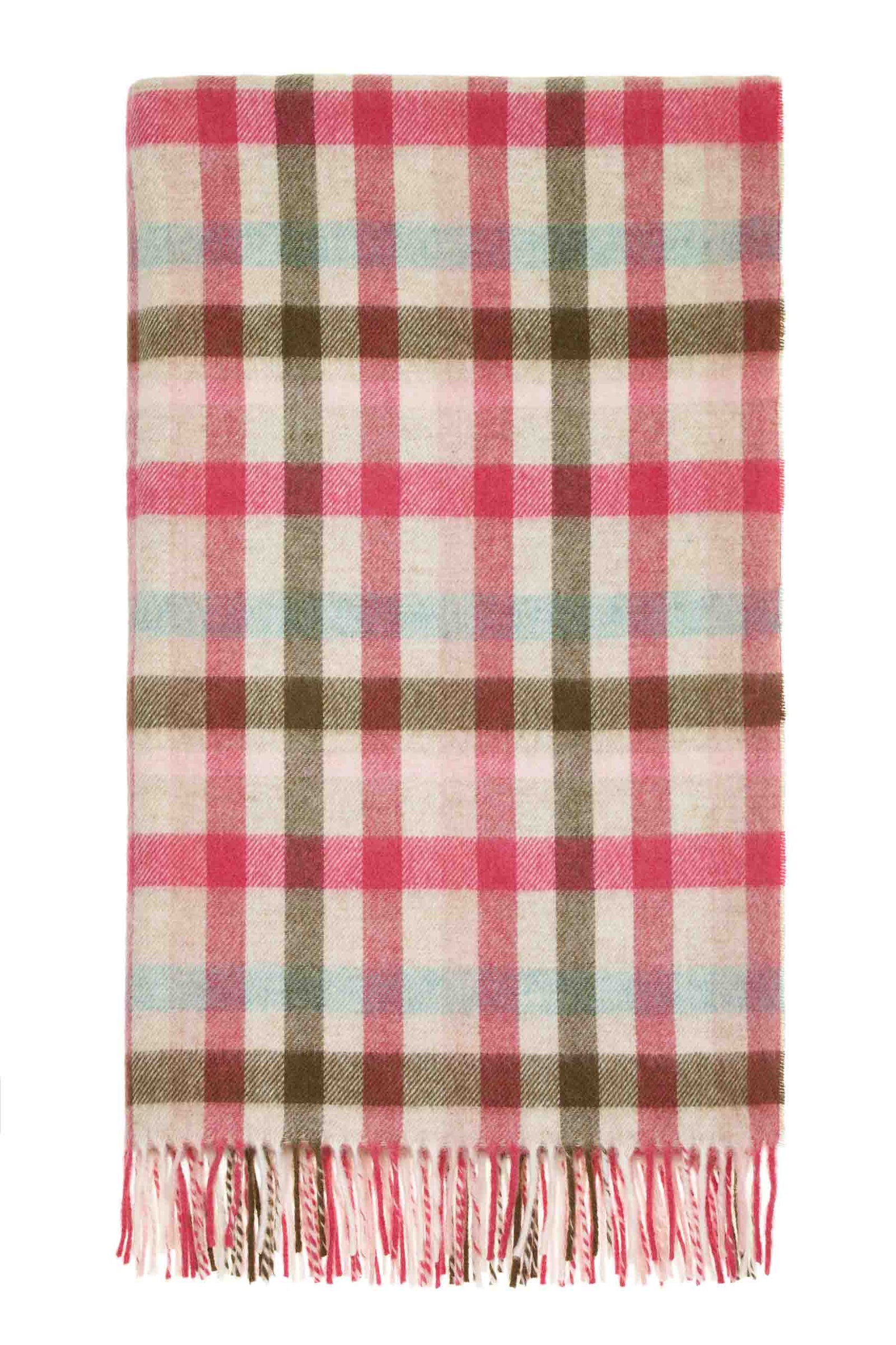 Merino Wool Blanket - Multi Plaid (Pink & Khaki)