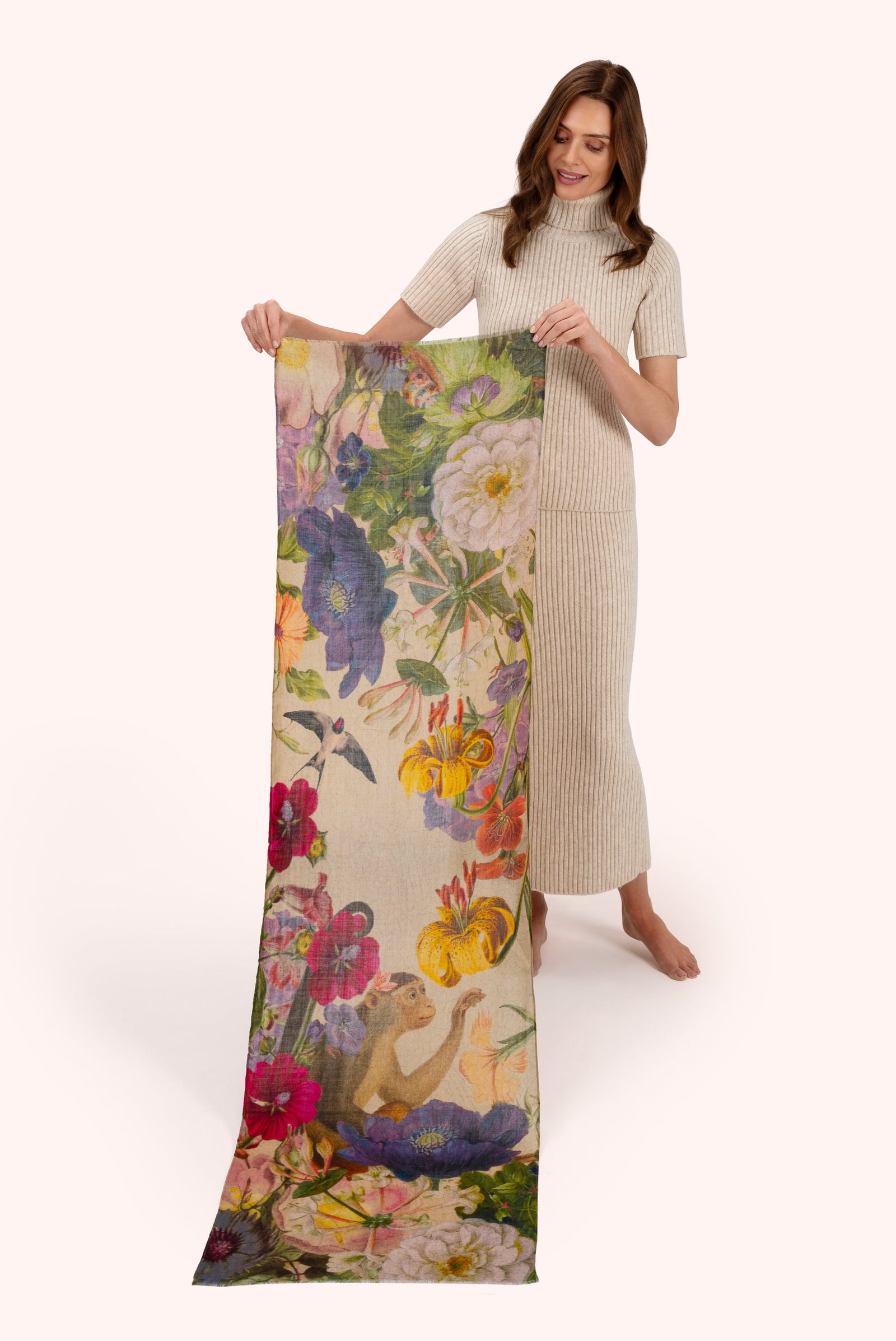 Wool Wrap Scarf - Autumn Posy