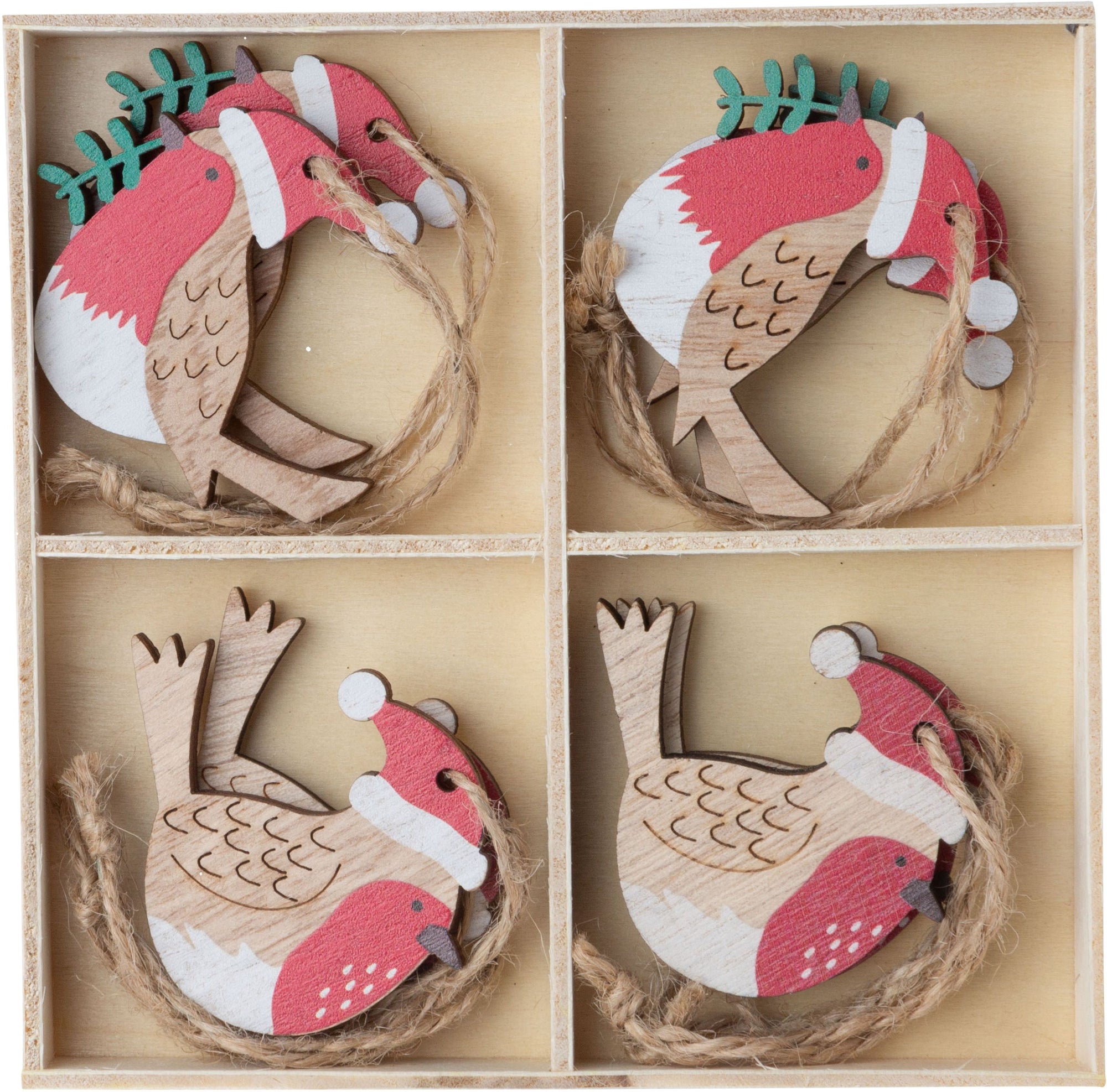 Set of Wooden Bird Ornaments