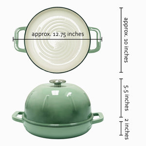 Cast Iron Bread Cloche - Green Enamel