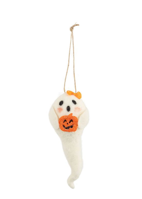 Felt Ghost with Pumpkin