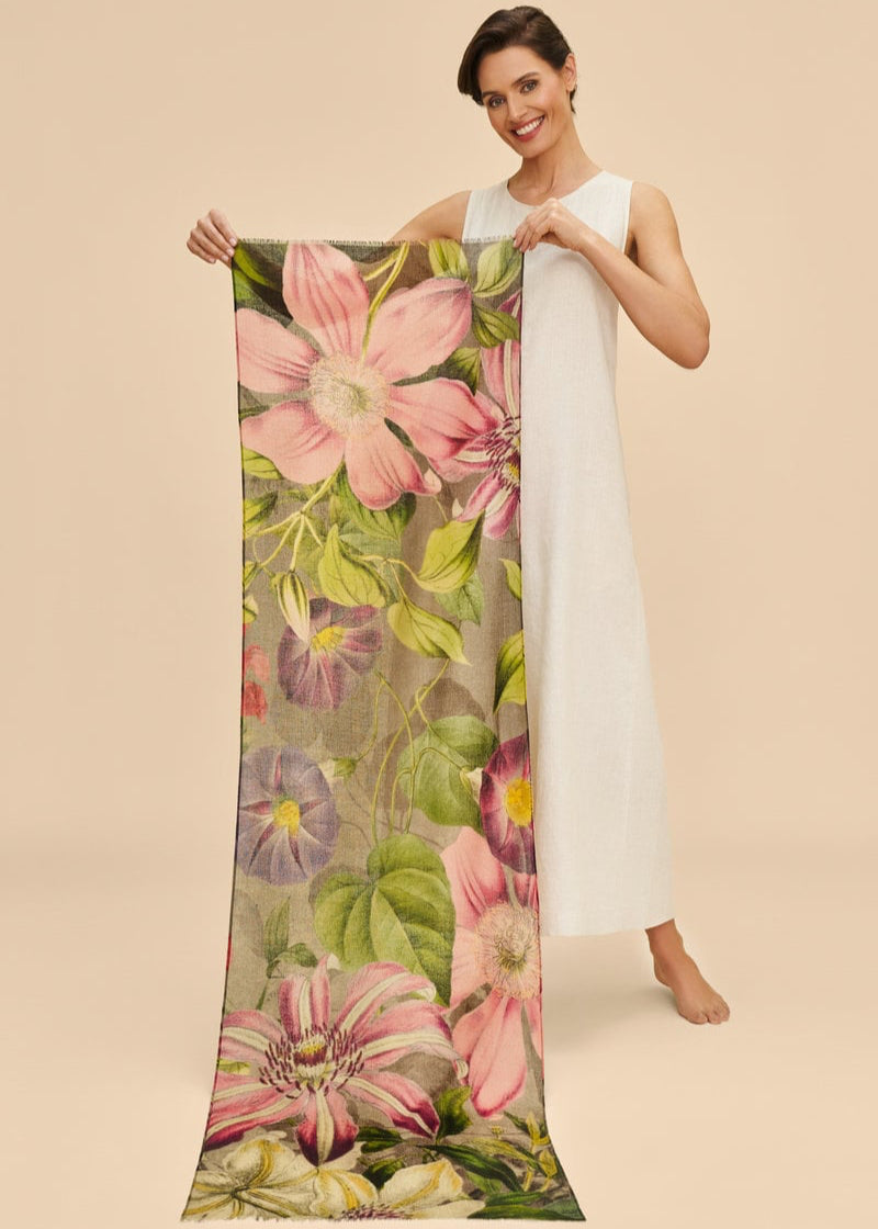 Oversized Botanicals Wool Scarf