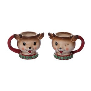 Retro Reindeer Mugs