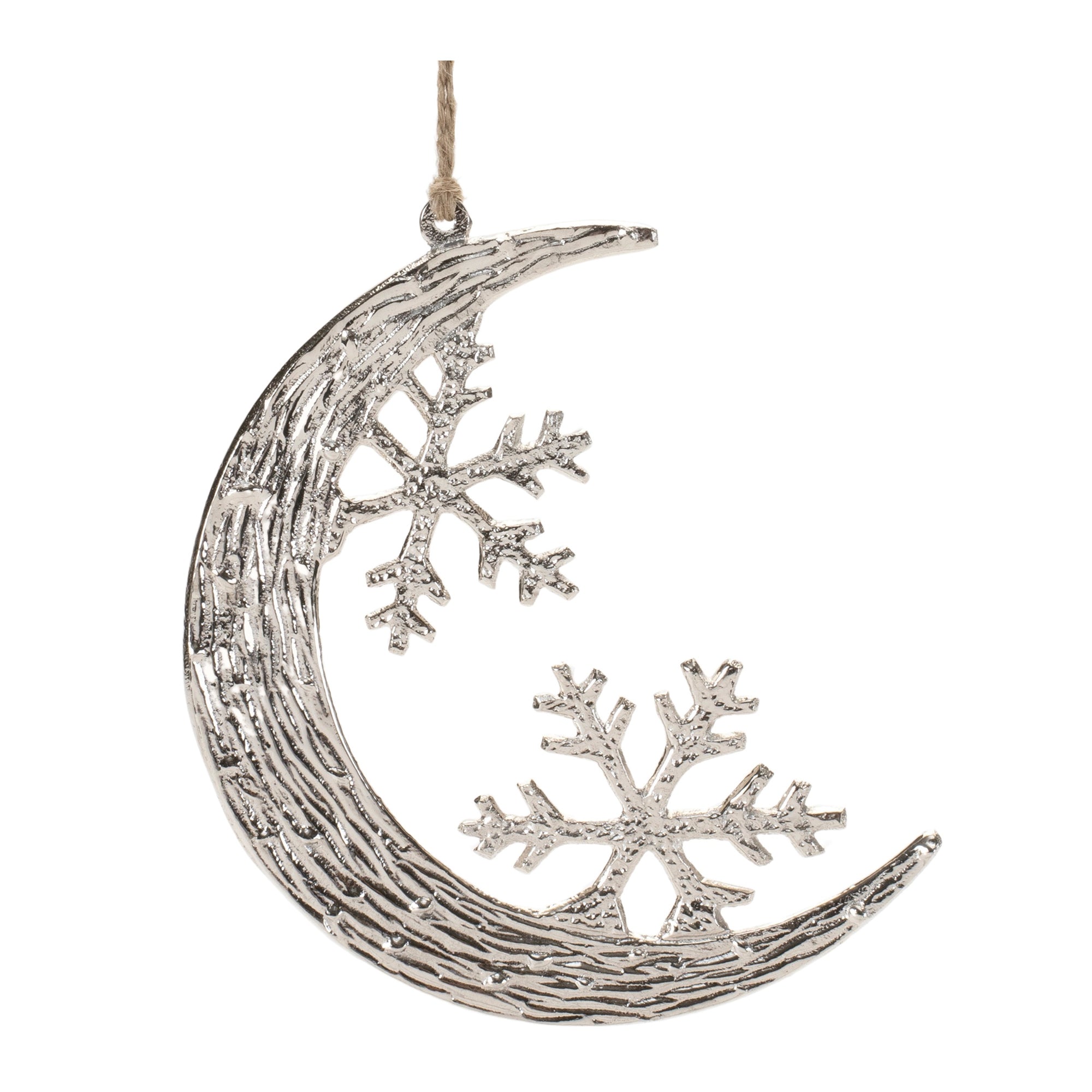 Cast Aluminum Moon and Snowflake Ornament