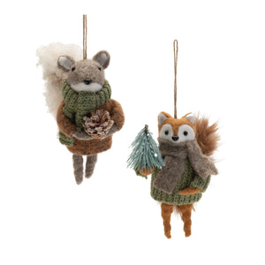 Woodland Fox and Squirrel Ornaments