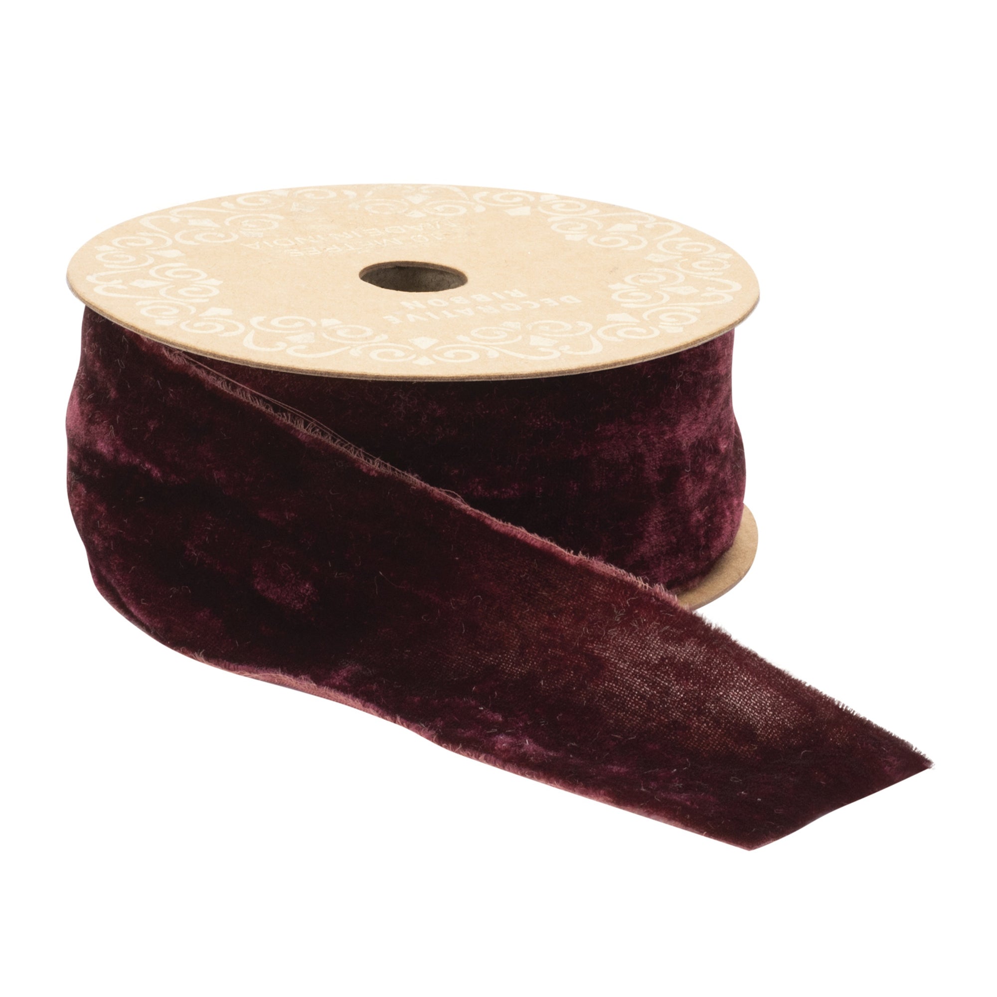 Raw Edge Burgundy Velvet Ribbon