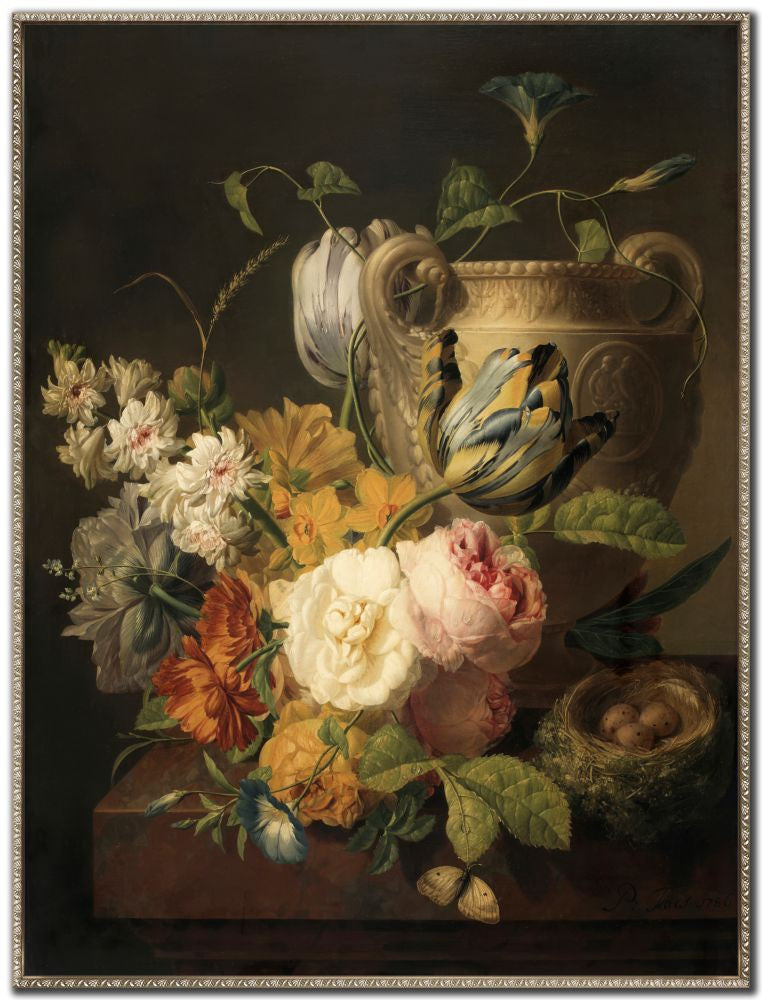 Flowers by a Stone Vase Print