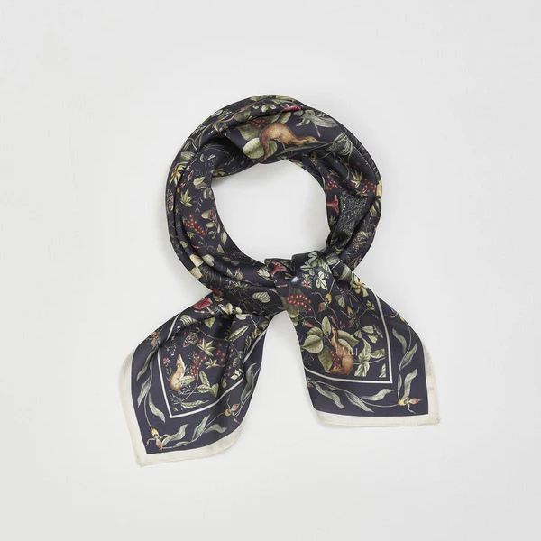 Wolf Garden Navy Square Scarf