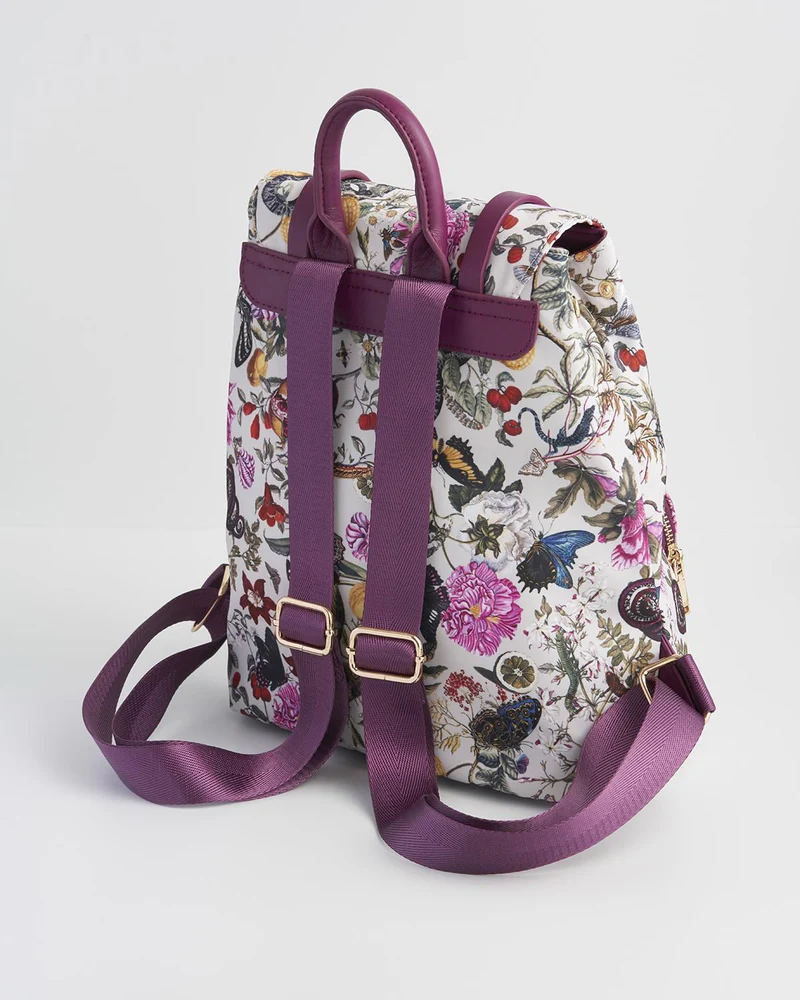 Floral Engravings Small Plum Backpack