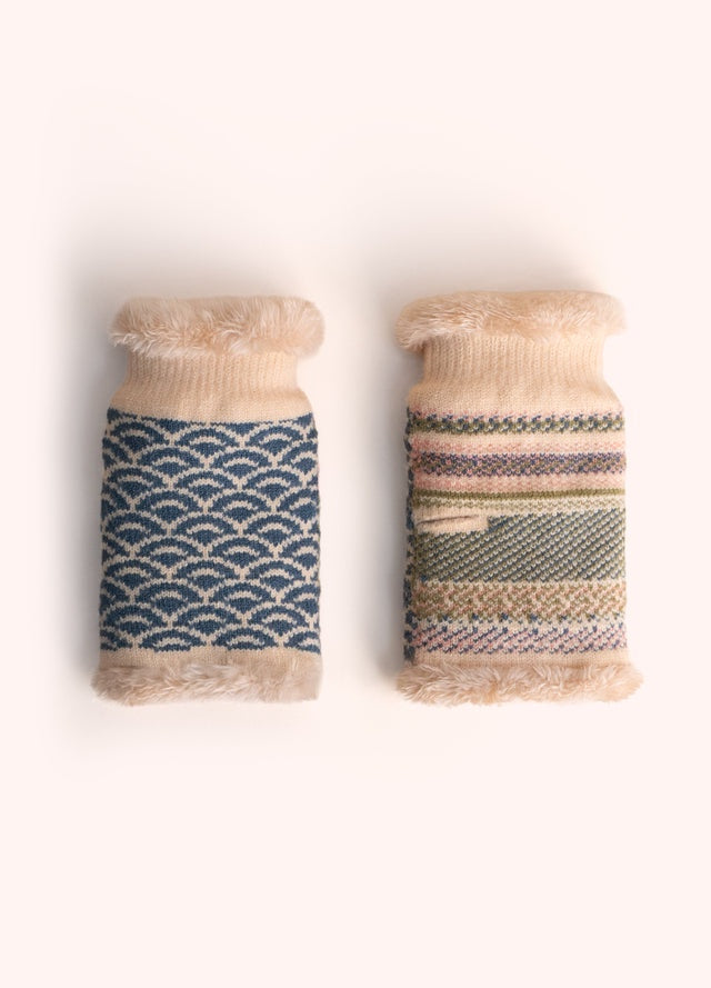 Agatha Wrist Warmers - Denim Mix