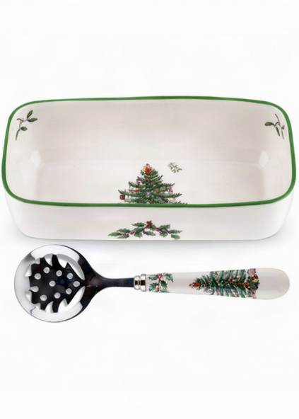 Spode Cranberry Server & Slotted Spoon