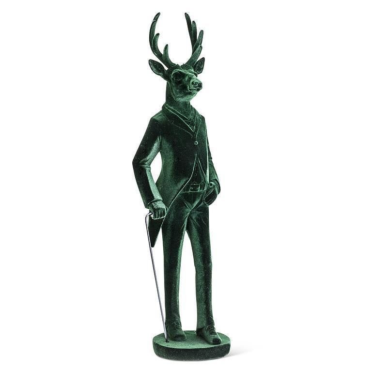 Green Velvet Standing Stag