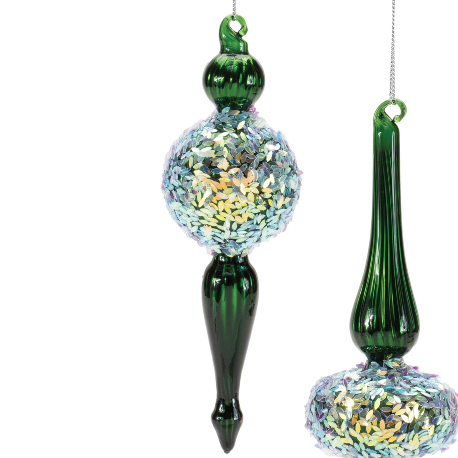 Emerald & Glitter Drop Ornament