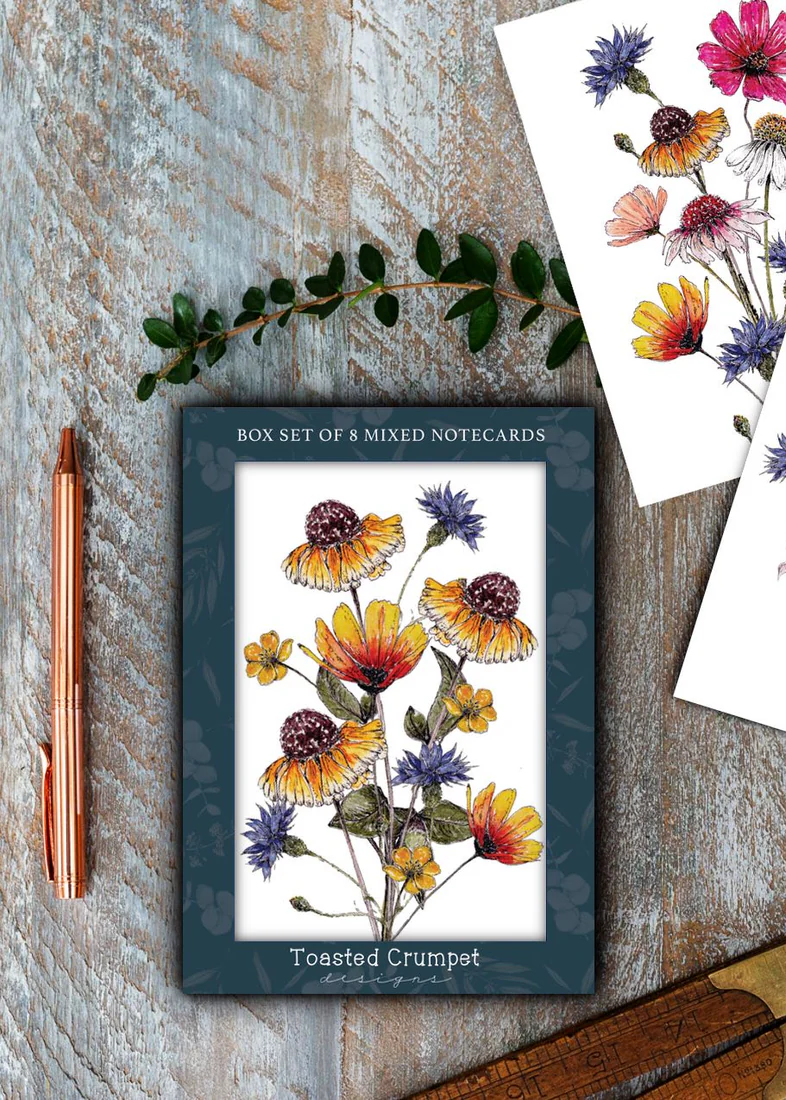 Pretty Posies Set of 8 Mixed Notecards