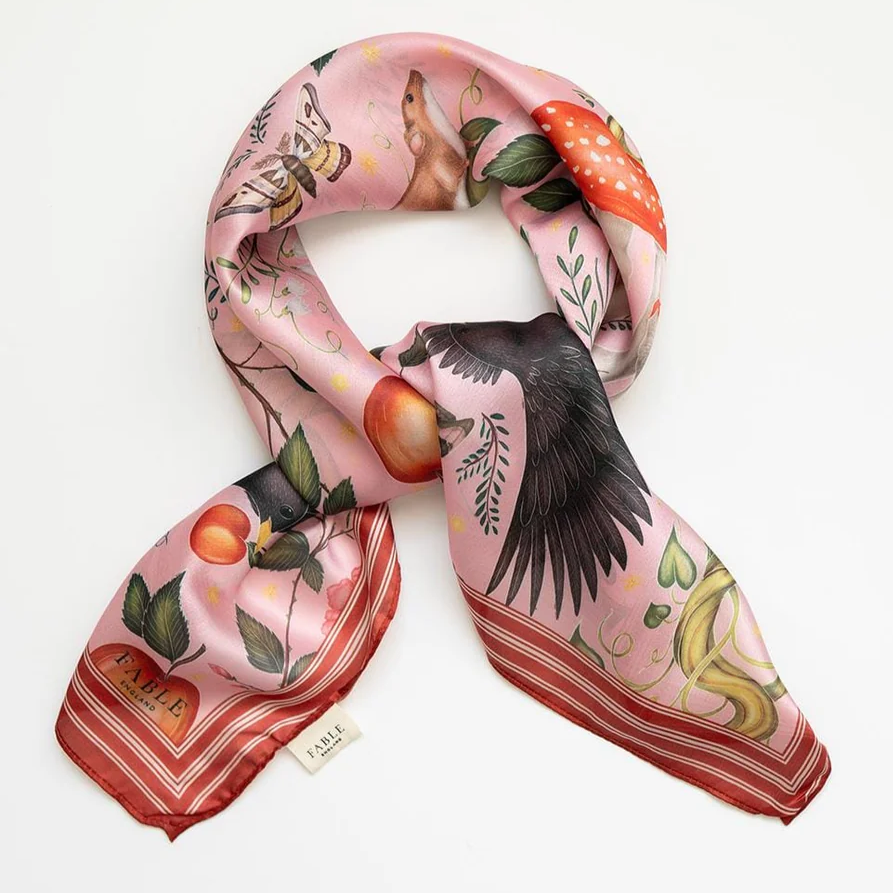 Into the Woods Square Scarf - Sunset Pink