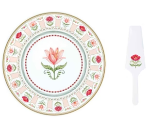 Flowery Cake Plate with Server