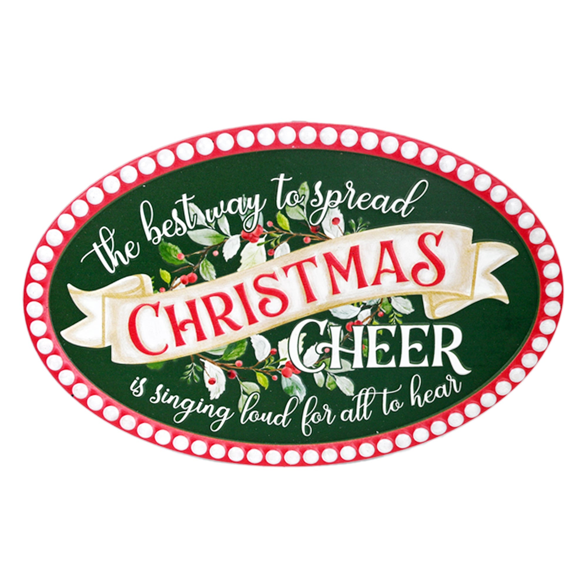 Christmas Cheer Embossed Holiday Wall Sign