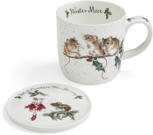 'Winter Mice' 11oz Mug & Coaster Set - Wrendale
