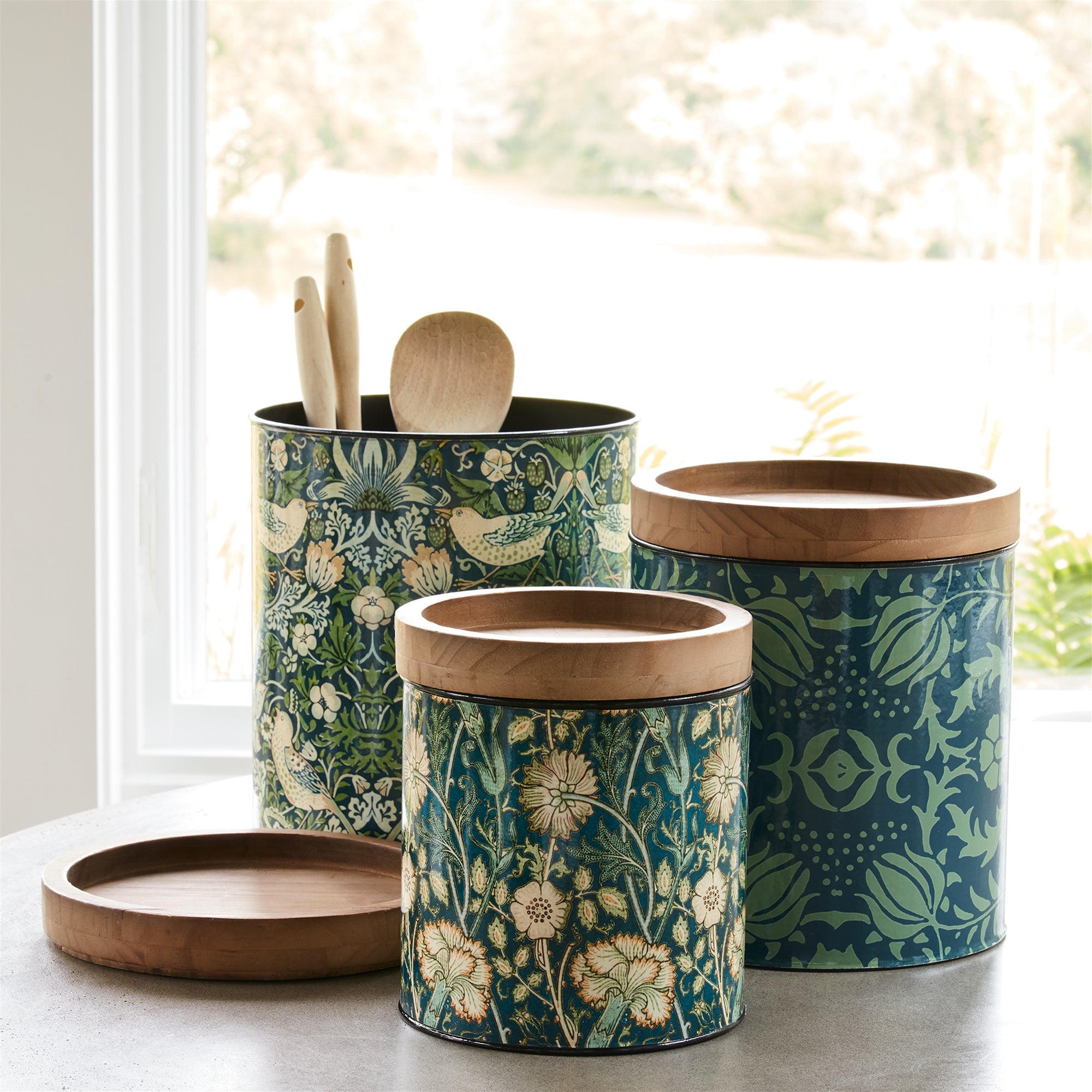 Set of 3 William Morris Canisters