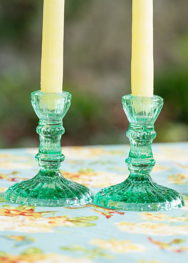 April Cornell Vintage-Inspire Jade Candle Holders