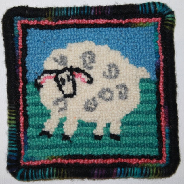 Rug Hooking Coaster Kit - Sheep