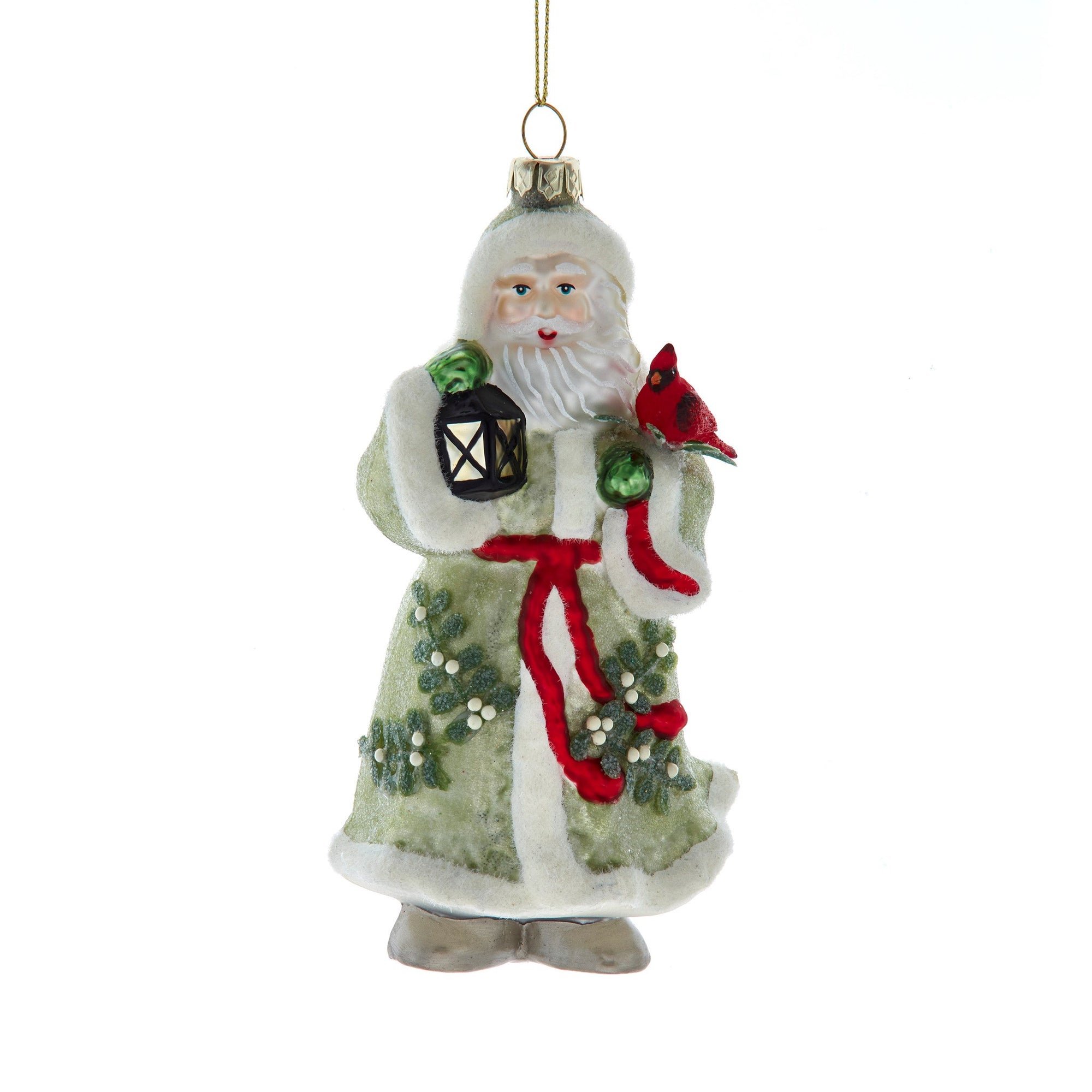 Mistletoe Kisses Glass Santa