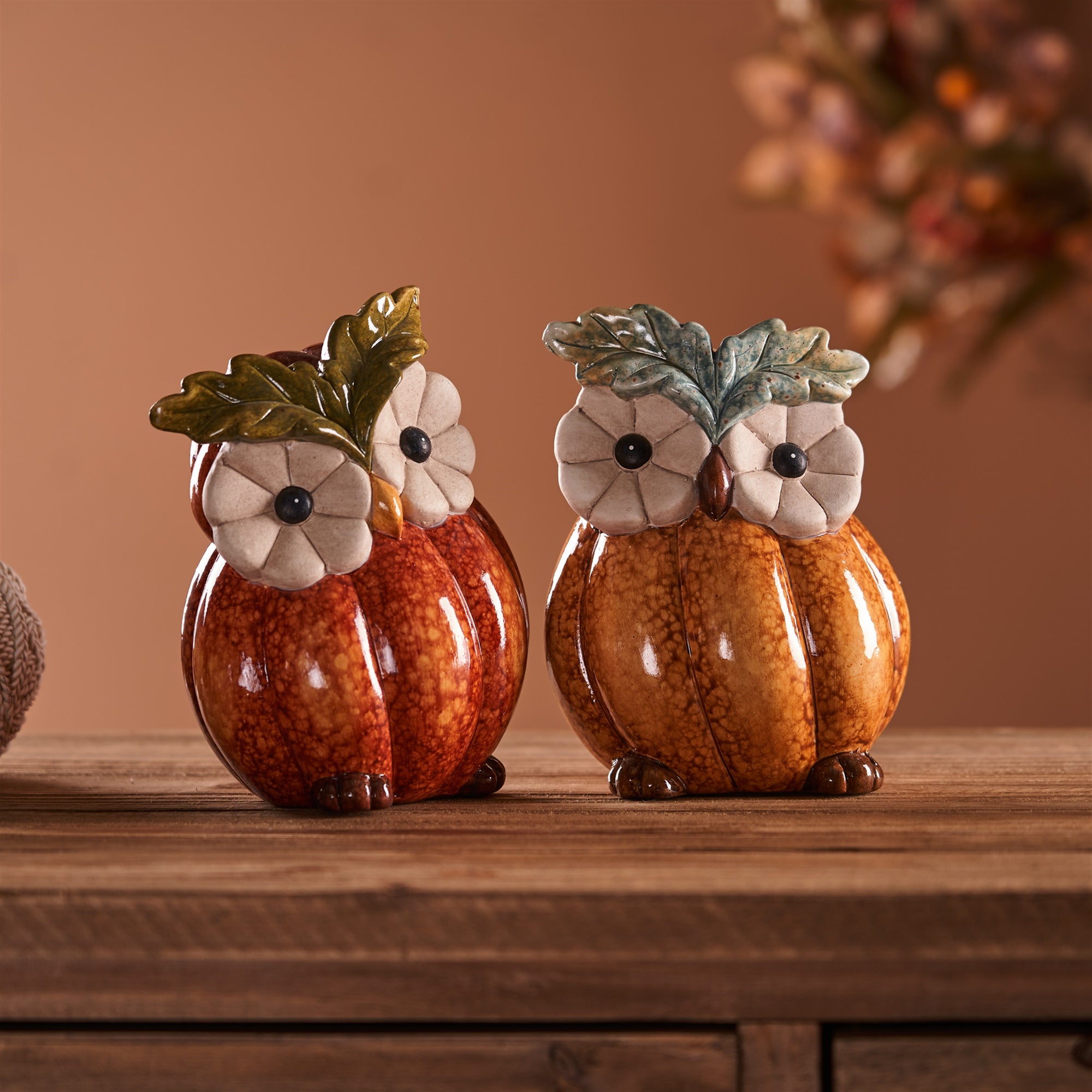 Pumpkin Owl Figurines