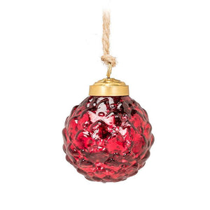 Mini Red Embossed Ball Ornament