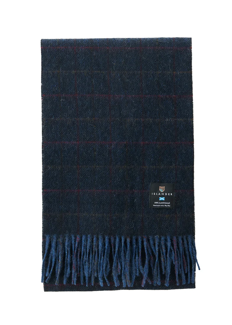 Islander Lambswool Scarf - Navy Over-Check