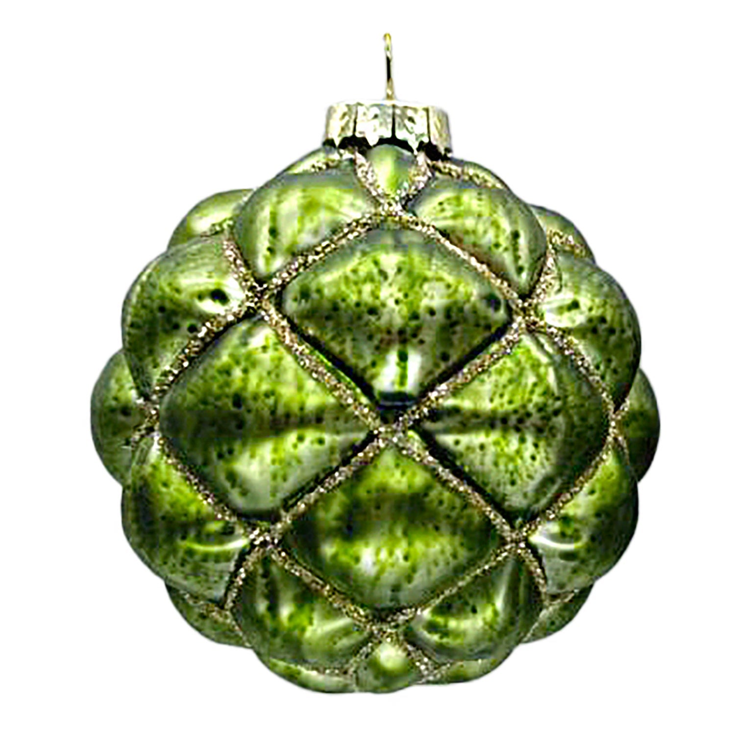 Quilted Green Glitter Ornament