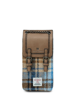 The Phone Tote - Blue & Beige Check