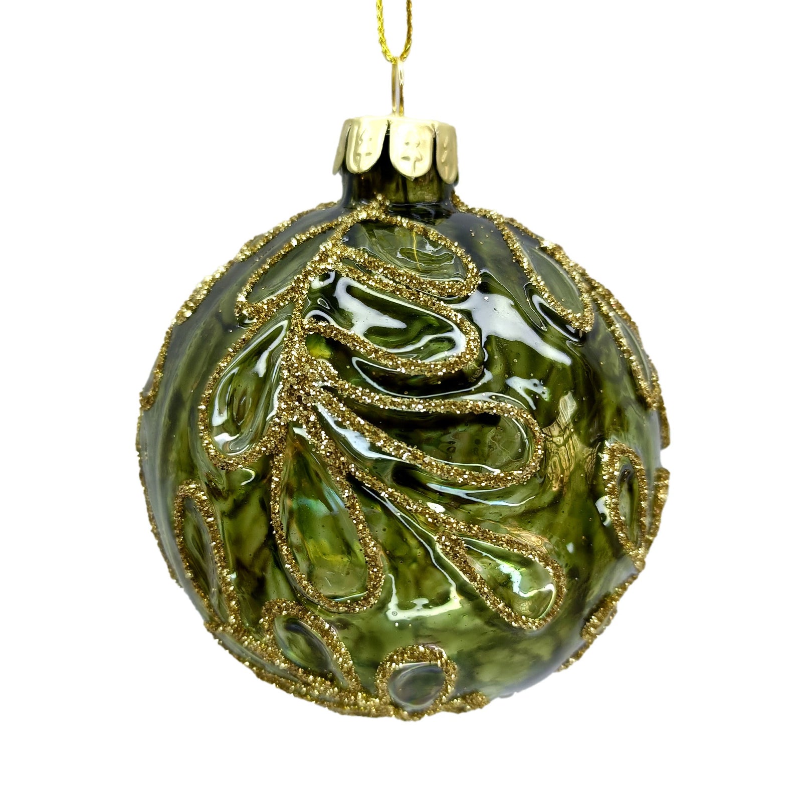 Green Embossed Leaf Ornament