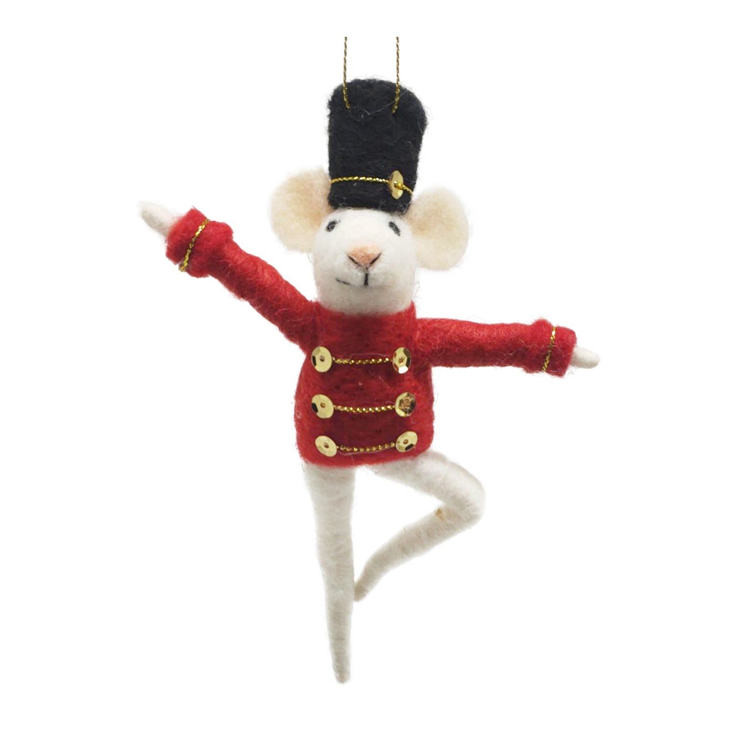 Felted Mouse Soldier Ornament
