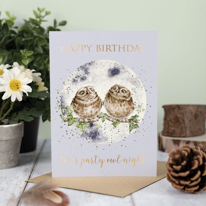 "Party Owl Night" - Wrendale Occasion Card