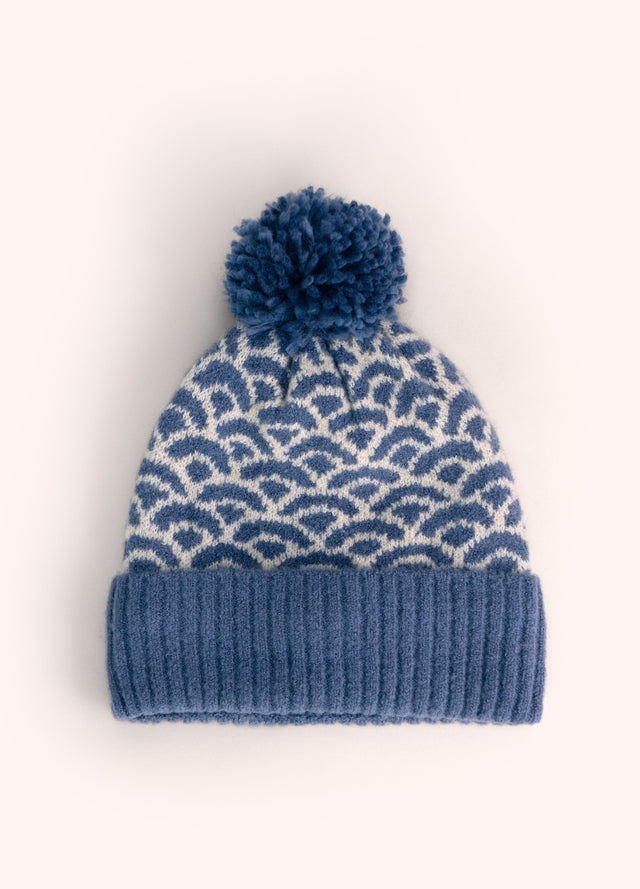Agatha Pompom Hat - Denim Mix