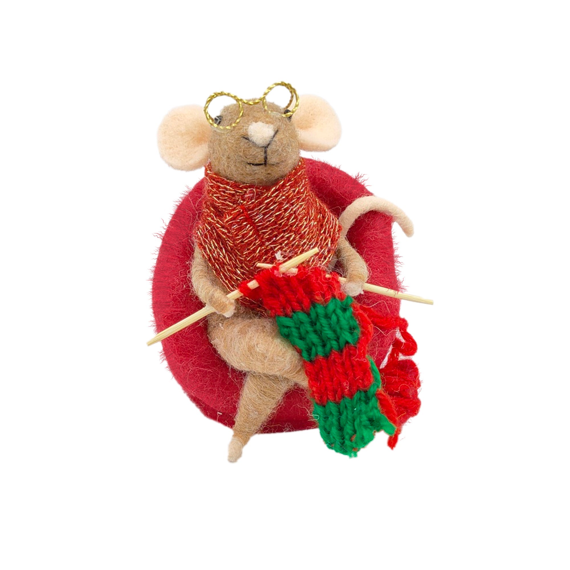 Christmas Knitting Mouse