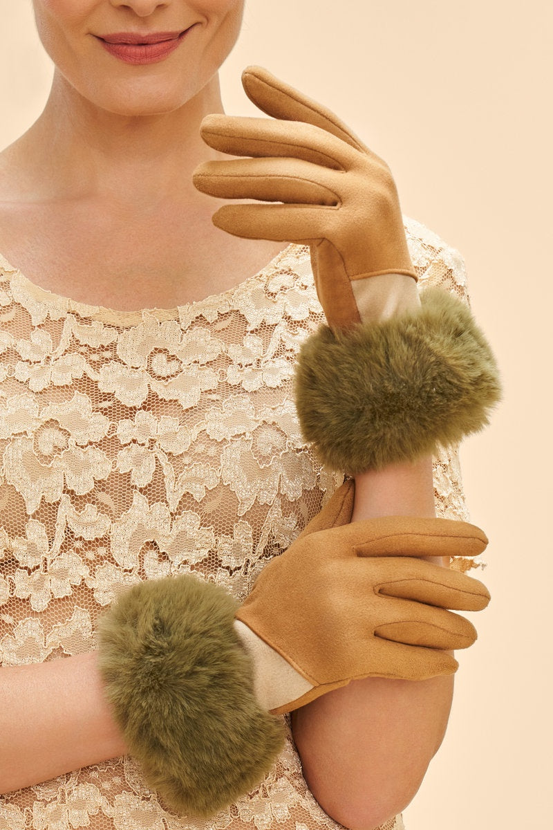 Bettina Two-Toned Gloves - Sand