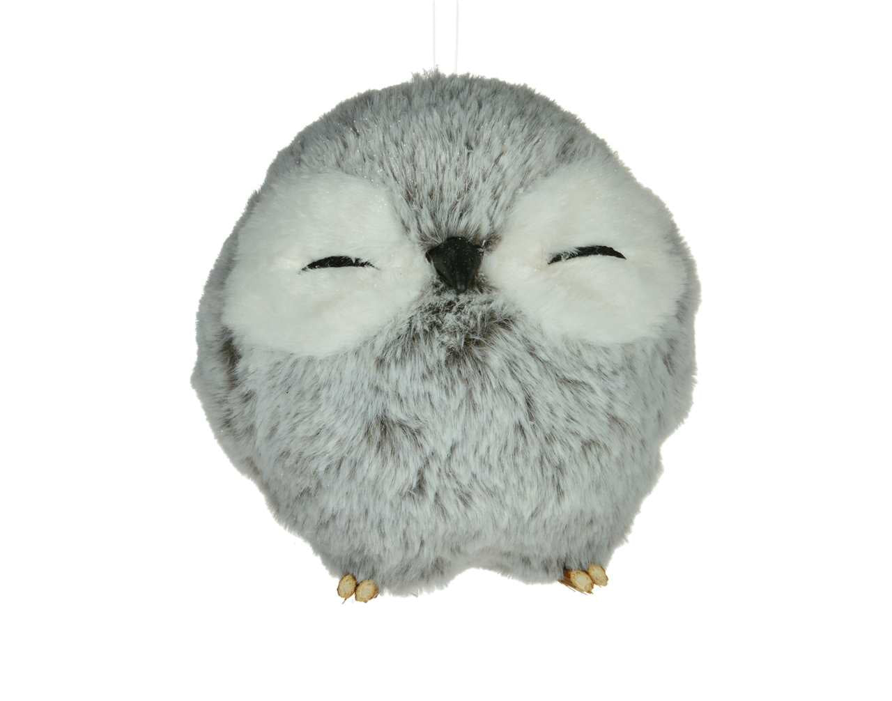 Fluffy Grey Owl Ornament