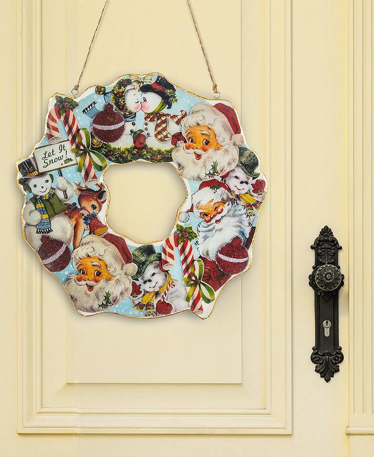 Flat Vintage Santa Wreath