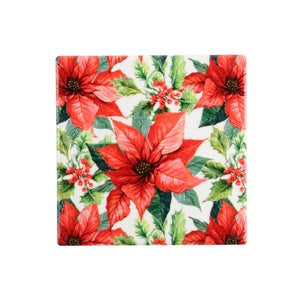 Poinsettia Printed Ceramic Coasters